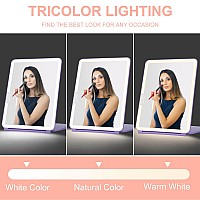 Led Foldable Travel Makeup Mirror 7X9 Inches 3 Colors Light Modes Usb Rechargeable Touch Screen Portable Tabletop Cosmetic Mi