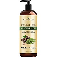 Handcraft Castor Oil with Rosemary Oil for Hair Growth, Eyelashes, Eyebrows - Hair Styling Oil - 100% Pure and Natural Carrier Oil Hair, Body Oil - Moisturizing Massage Oil for Aromatherapy - 8 fl. Oz