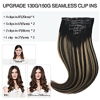 Doores Hair Extensions Clip Ins Natural Black To Light Blonde 7Pcs 14 Inch 130G Seamless Clip In Hair Extensions Remy Hair Thi