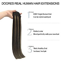 Doores Hair Extensions Clip Ins Natural Black To Light Blonde 7Pcs 14 Inch 130G Seamless Clip In Hair Extensions Remy Hair Thi