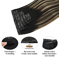 Doores Hair Extensions Clip Ins Natural Black To Light Blonde 7Pcs 14 Inch 130G Seamless Clip In Hair Extensions Remy Hair Thi