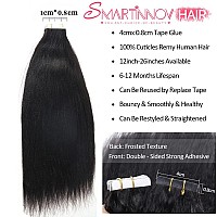 Smartinnov Tape In Hair Extensions Human Hair Yaki Straight Natural Black Brazilian Remy Hair Seamless Yaki Tape In Hair Extensi