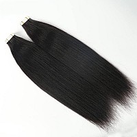 Smartinnov Tape In Hair Extensions Human Hair Yaki Straight Natural Black Brazilian Remy Hair Seamless Yaki Tape In Hair Extensi