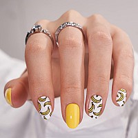 Btartbox Press On Nails Short Fall Fake Nails With Glue Yellow Reusable Glue On Nails In 15 Sizes Cute Stick On Nails Kit Ba