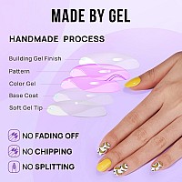 Btartbox Press On Nails Short Fall Fake Nails With Glue Yellow Reusable Glue On Nails In 15 Sizes Cute Stick On Nails Kit Ba