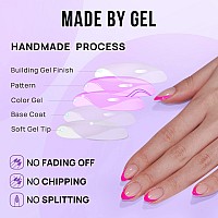 French Tip Press On Nails Almond Btartbox Hot Pink Press On Nails Short Stick On Nails For Women Glue On Nails With Nail Glu