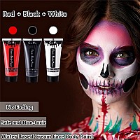 Go Ho Clown White Black Red Face Body Paint Washable7 Oz For Halloween Makeupcream Water Based White Black Vampire Skeleton C