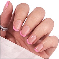 Btartbox French Tip Press On Nails Halloween Press On Nails Square For Women Gifts Pink Glue On Nails Fit Perfectly Natura