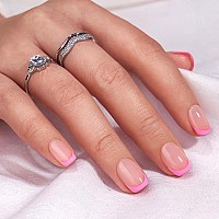 Btartbox French Tip Press On Nails Halloween Press On Nails Square For Women Gifts Pink Glue On Nails Fit Perfectly Natura