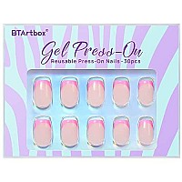 Btartbox French Tip Press On Nails Halloween Press On Nails Square For Women Gifts Pink Glue On Nails Fit Perfectly Natura