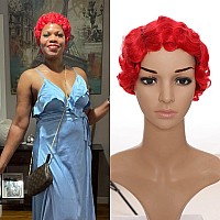 Bybrana Hair Short Finger Wave Wig 1920S Theme Party Wigs Curly Black Cute Nuna Wig Real Retro African Black Wigs For Women Momm