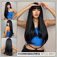 Emmor Black Wigs Long Straight Wig With Bangs Hair For Women Synthetic Natural Black Hair Party And Cosplay Premium Soft Wig26