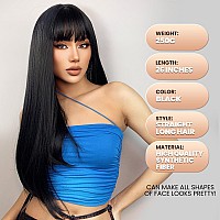 Emmor Black Wigs Long Straight Wig With Bangs Hair For Women Synthetic Natural Black Hair Party And Cosplay Premium Soft Wig26