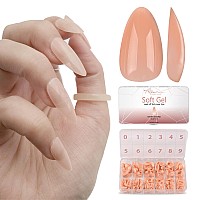 Allkem Soft Gel Nail Tips Medium Long Square Nail Extensions Kit 12 Sizes Long Full Cover Nails Nude 504 Pieces