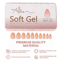 Allkem Soft Gel Nail Tips Medium Long Square Nail Extensions Kit 12 Sizes Long Full Cover Nails Nude 504 Pieces