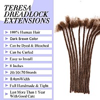 Teresa Small 04Cm Width 8 Inch 70 Strands Dark Brown Color 100 Human Hair Dreadlock Extensions For Menwomenkids Full Handm