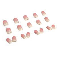 Magrace Press On Nails Short Square Fake Nails Medium French Tips False Nails Glossy With Glitter 24 Pcs Cute Stick On Nails For