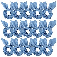 Ondder Hair Scrunchies 15 Pcs Cute Bow Ribbon Elastic Hair Ties And Ponytail Holders In Blue For Women And Girls