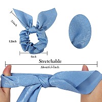 Ondder Hair Scrunchies 15 Pcs Cute Bow Ribbon Elastic Hair Ties And Ponytail Holders In Blue For Women And Girls