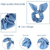 Ondder Hair Scrunchies 15 Pcs Cute Bow Ribbon Elastic Hair Ties And Ponytail Holders In Blue For Women And Girls