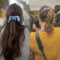 Ondder Hair Scrunchies 15 Pcs Cute Bow Ribbon Elastic Hair Ties And Ponytail Holders In Blue For Women And Girls