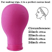 22 Inch Canvas Block Head Pink Wig Head With Wig Stand Tripod Mannequin Head Stand For Wigs Trimming Making Display22 Inch Pin