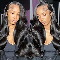 Lace Front Wigs Human Hair Body Wave 13x4 Lace Frontal Wigs for Black Women Human Hair, HD Transparent Glueless Lace Front Wigs Human Hair Pre Plucked, 180% Density Brazilian Virgin Body Wave Wigs Natural Hairline Bleached Knots(26 inch)