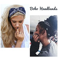 Aktvshow Headbands For Women Knotted Headband Elastic Head Bands Womens Hair Band Nonslip Turban Printed Stylish Sport Sweat H