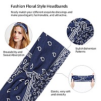 Aktvshow Headbands For Women Knotted Headband Elastic Head Bands Womens Hair Band Nonslip Turban Printed Stylish Sport Sweat H