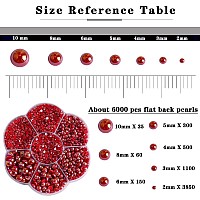 Aodse 6000 Pcs Nail Pearls For Nails Artab Red Half Pearls For Craftsflatback Pearls For Face Eyes Makeupround Flat Back Pear