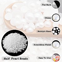 Aodse 6000 Pcs Nail Pearls For Nails Artab White Half Pearls For Craftsflatback Pearls For Face Eyes Makeupround Flat Back Pe