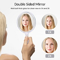 D Handheld Mirror With Handle Hand Mirror Small Doule Sided Magnifying Mirror 1X 2X Handle Makeup Mirror Acrylic Handheld Mir