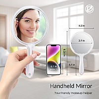 D Handheld Mirror With Handle Hand Mirror Small Doule Sided Magnifying Mirror 1X 2X Handle Makeup Mirror Acrylic Handheld Mir