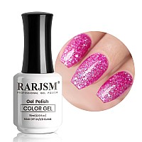 Rarjsm Gel Nail Polish Glitter Sparkly Rose Red Chunky Shimmer Iridescent Gel Polish 15Ml Holographic Rainbow Effect Soak Off Le