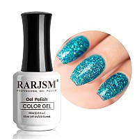 Rarjsm Glitter Gel Nail Polish Lake Blue Sparkly Iridescent Rainbow Mermaid Blue Shimmer Holographic Nail Gel Polish Soak Off Le