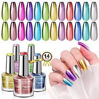 Saviland Metallic Nail Polish Set 12 Colors Mirror Chrome Glitter Nail Polish 034 Oz Holographic Red Silver Pink Nail Polish Q