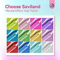 Saviland Metallic Nail Polish Set 12 Colors Mirror Chrome Glitter Nail Polish 034 Oz Holographic Red Silver Pink Nail Polish Q