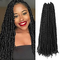 18 Inch Pre-twisted Passion Twist Crochet Hair 8 Packs Pre-looped Short Passion Twist Braiding Hair (1B/Natural Black)