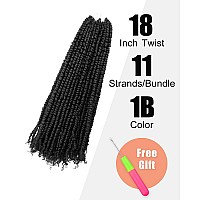 18 Inch Pre-twisted Passion Twist Crochet Hair 8 Packs Pre-looped Short Passion Twist Braiding Hair (1B/Natural Black)