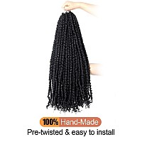 18 Inch Pre-twisted Passion Twist Crochet Hair 8 Packs Pre-looped Short Passion Twist Braiding Hair (1B/Natural Black)