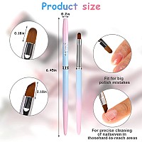 Sliverdew Nail Art Clean Up Brush 2Pcs Roundangled Nail Polish Clean Up Brush For Cleaning Fingernails Professional Nail Pain