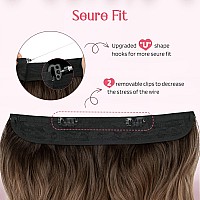 Hoojih Wire Hair Extensions With 2 Removable Clips 16 Inch Wavy Curly Hair Invisiable Transparent Wire Extensions Hairpieces For