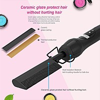 Homfu Hot Ceramic Flat Iron Curler And Beard Straightening Brush With Antiscald Design For Natural Black Hair