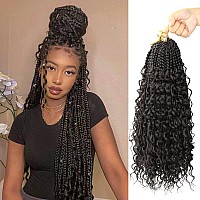 Goddess Box Braids Crochet Hair With Curly Ends 14 Inch Bohomian Box Braids Crochet Braids 8 Packs 3X Crochet Braids Synthetic B