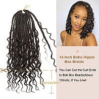 Goddess Box Braids Crochet Hair With Curly Ends 14 Inch Bohomian Box Braids Crochet Braids 8 Packs 3X Crochet Braids Synthetic B