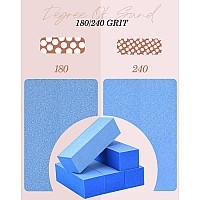 Maryton Nail Buffer Blocks Fine Grit 180240 Professional Salon Quality 3 Way Blue Buffing Blocks For Natural Nails Buff Nail