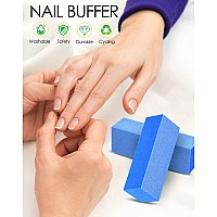 Maryton Nail Buffer Blocks Fine Grit 180240 Professional Salon Quality 3 Way Blue Buffing Blocks For Natural Nails Buff Nail