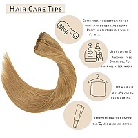 Caliee Caramel Blonde Clip In Hair Extensions 18Inch Fashion Seamless Clip In Human Hair 7Pcs 110G 100 Real Human Hair Clip Ins