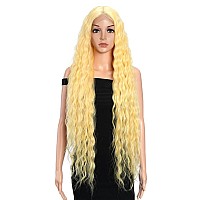 Joedir Lace Front Wigs 38 Super Long Wavy Synthetic Wig 45 Deep Part Hd Transparent Lace With Baby Hair For Women 130 Densit