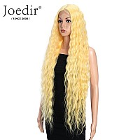 Joedir Lace Front Wigs 38 Super Long Wavy Synthetic Wig 45 Deep Part Hd Transparent Lace With Baby Hair For Women 130 Densit